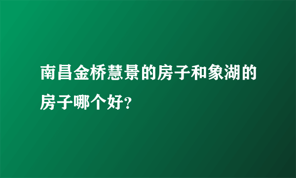 南昌金桥慧景的房子和象湖的房子哪个好？