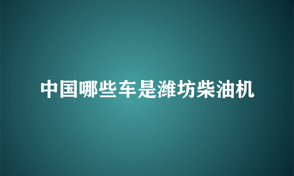 中国哪些车是潍坊柴油机