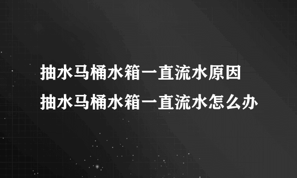 抽水马桶水箱一直流水原因 抽水马桶水箱一直流水怎么办