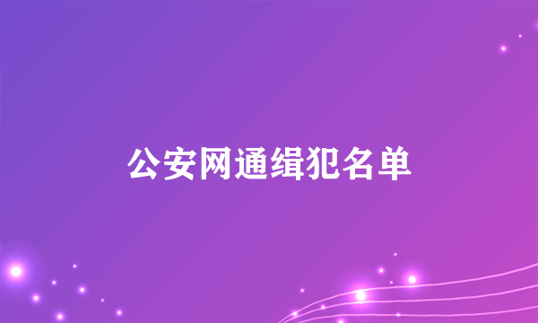 公安网通缉犯名单