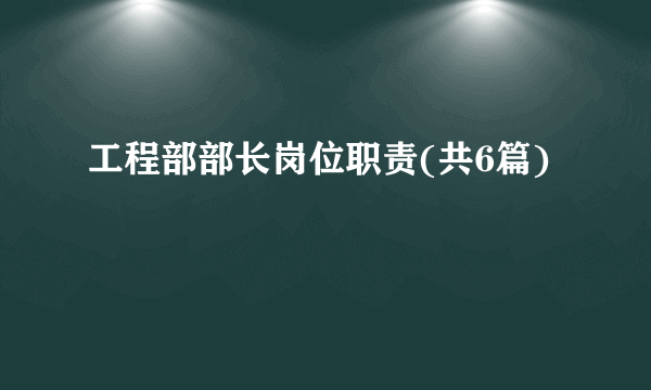 工程部部长岗位职责(共6篇)