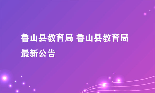 鲁山县教育局 鲁山县教育局最新公告