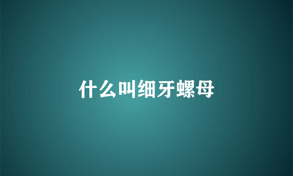 什么叫细牙螺母