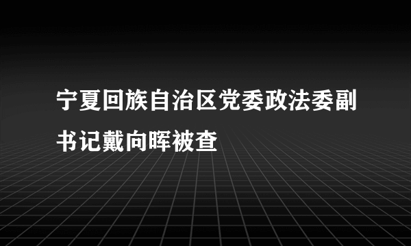 宁夏回族自治区党委政法委副书记戴向晖被查