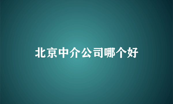 北京中介公司哪个好