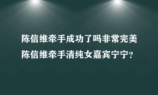 陈信维牵手成功了吗非常完美陈信维牵手清纯女嘉宾宁宁？
