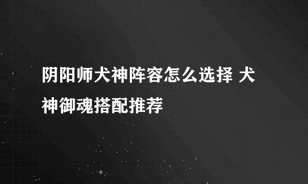 阴阳师犬神阵容怎么选择 犬神御魂搭配推荐