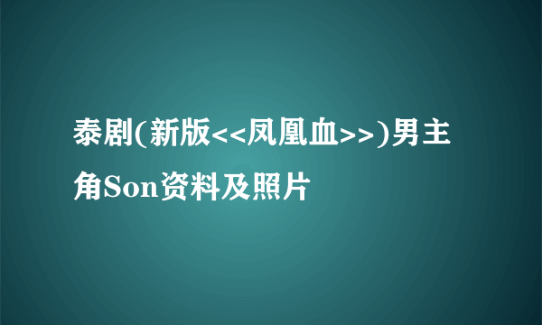 泰剧(新版<<凤凰血>>)男主角Son资料及照片