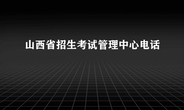 山西省招生考试管理中心电话