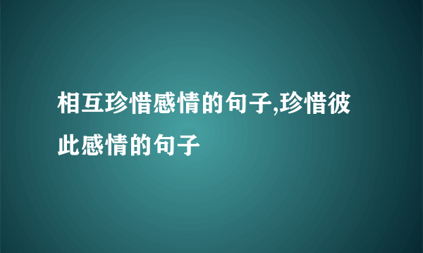相互珍惜感情的句子,珍惜彼此感情的句子