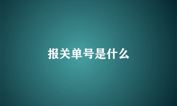 报关单号是什么
