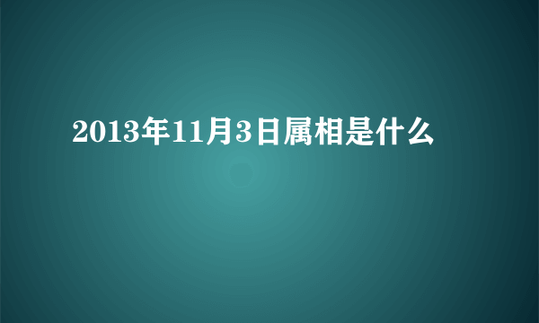 2013年11月3日属相是什么
