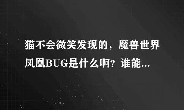 猫不会微笑发现的，魔兽世界凤凰BUG是什么啊？谁能教教我！