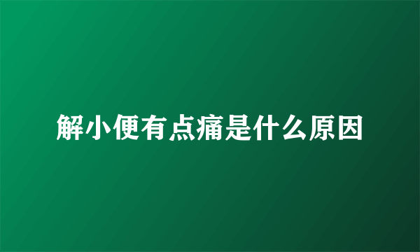 解小便有点痛是什么原因
