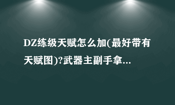 DZ练级天赋怎么加(最好带有天赋图)?武器主副手拿什么速度的?