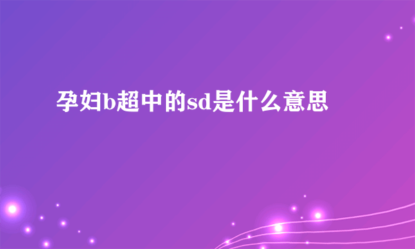 孕妇b超中的sd是什么意思