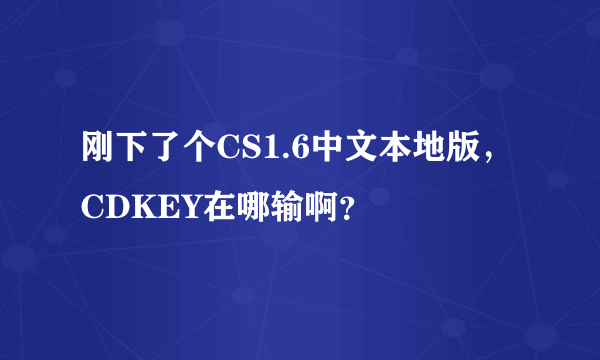 刚下了个CS1.6中文本地版，CDKEY在哪输啊？