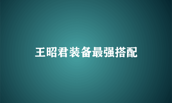 王昭君装备最强搭配