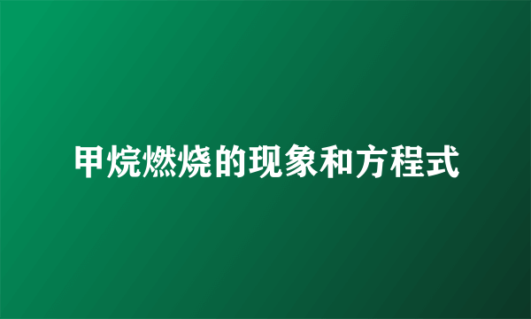 甲烷燃烧的现象和方程式