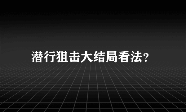 潜行狙击大结局看法？