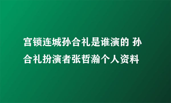 宫锁连城孙合礼是谁演的 孙合礼扮演者张哲瀚个人资料