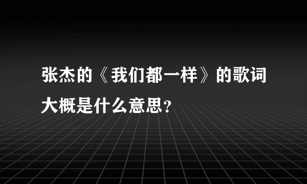 张杰的《我们都一样》的歌词大概是什么意思？