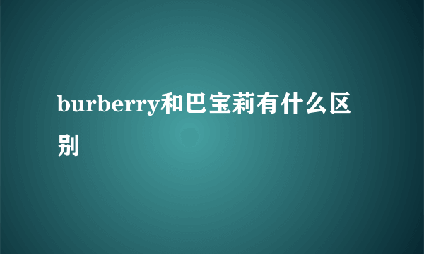 burberry和巴宝莉有什么区别