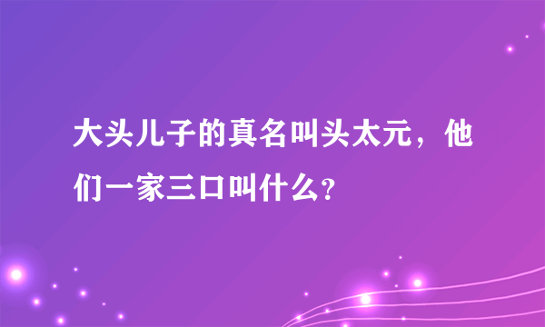 大头儿子的真名叫头太元，他们一家三口叫什么？