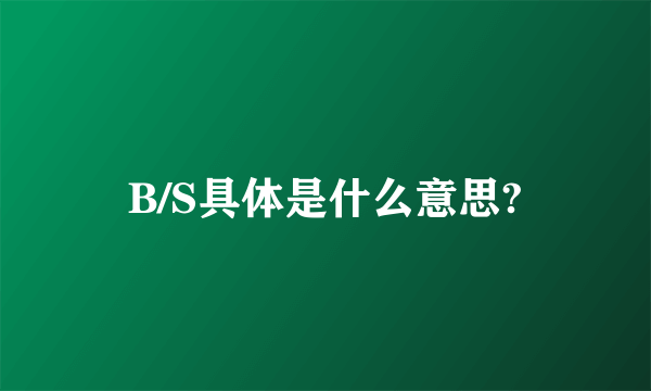 B/S具体是什么意思?