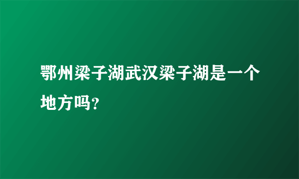 鄂州梁子湖武汉梁子湖是一个地方吗？