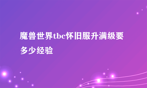 魔兽世界tbc怀旧服升满级要多少经验