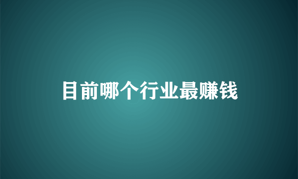 目前哪个行业最赚钱