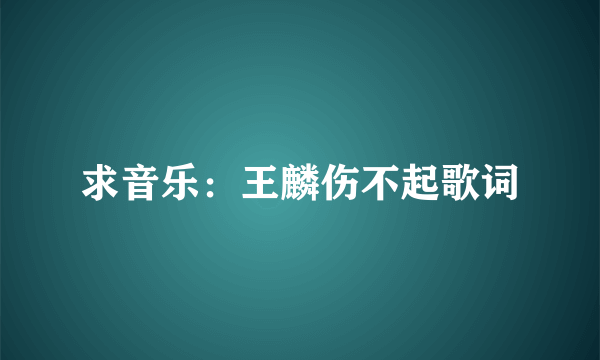 求音乐：王麟伤不起歌词