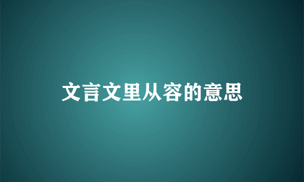 文言文里从容的意思