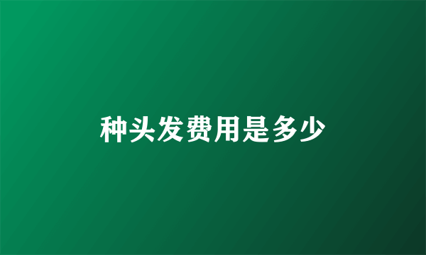 种头发费用是多少