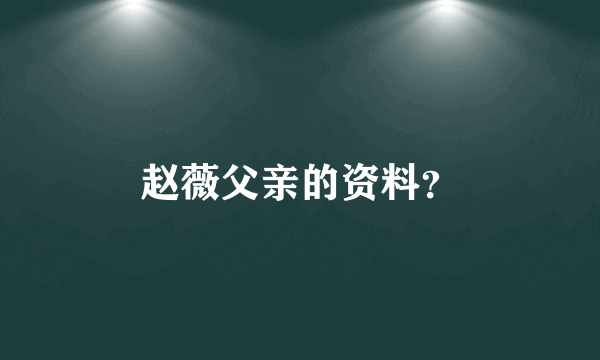 赵薇父亲的资料？