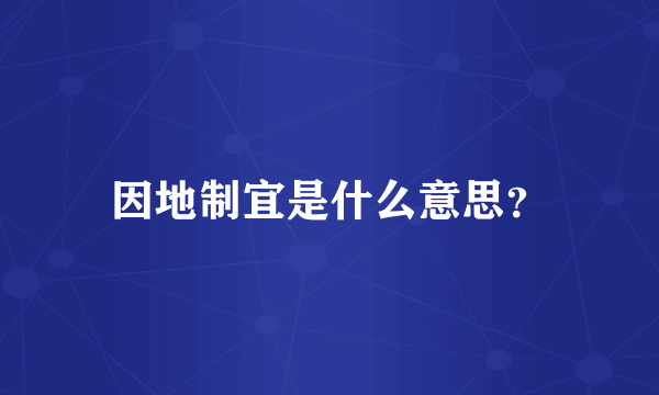 因地制宜是什么意思？