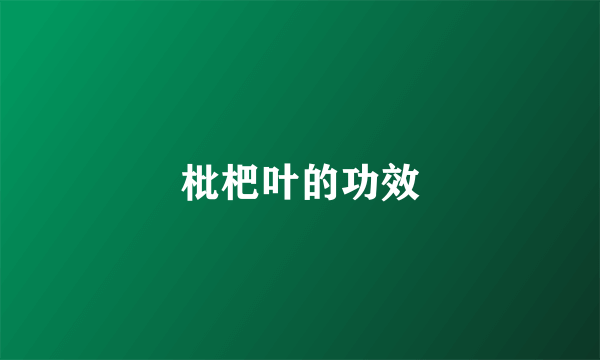 枇杷叶的功效