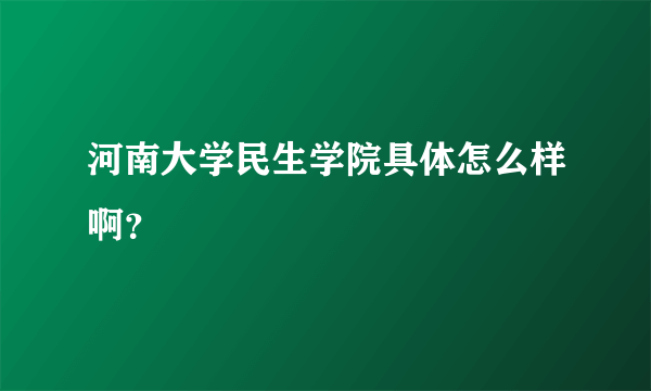 河南大学民生学院具体怎么样啊？