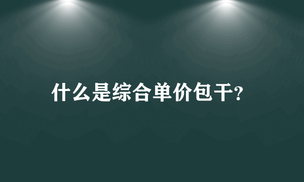 什么是综合单价包干？