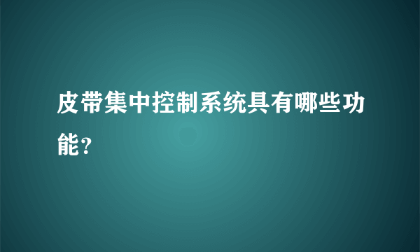 皮带集中控制系统具有哪些功能？