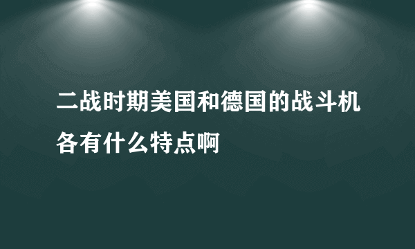 二战时期美国和德国的战斗机各有什么特点啊