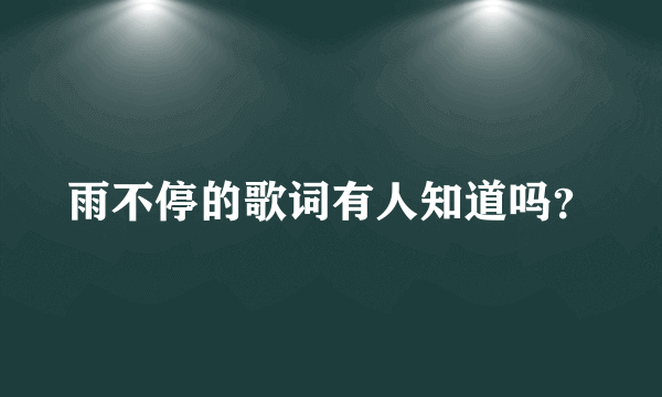 雨不停的歌词有人知道吗？