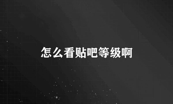 怎么看贴吧等级啊