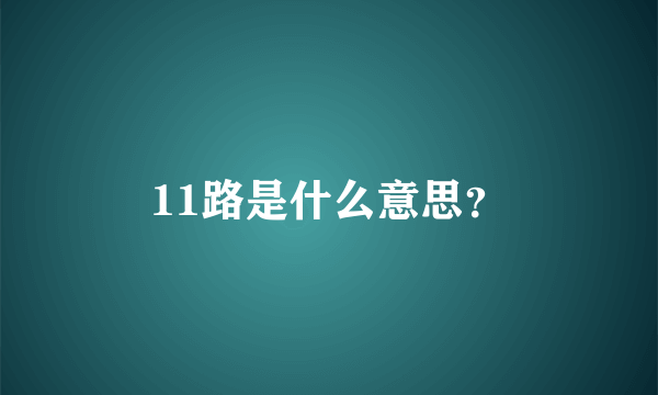11路是什么意思？