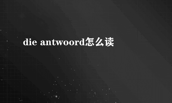 die antwoord怎么读