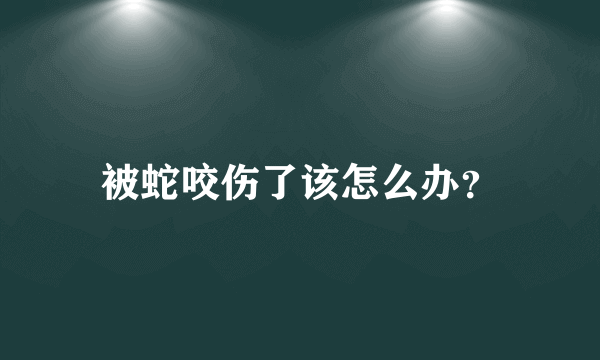 被蛇咬伤了该怎么办？