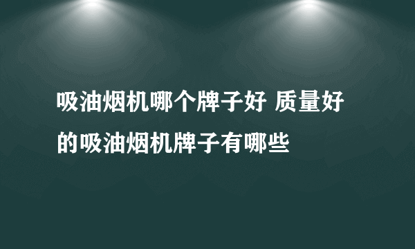 吸油烟机哪个牌子好 质量好的吸油烟机牌子有哪些