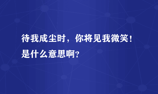 待我成尘时，你将见我微笑！是什么意思啊？