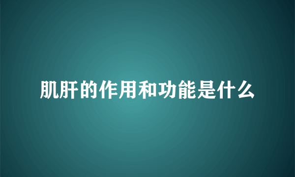 肌肝的作用和功能是什么